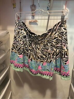 Lilly Pulitzer Pink, Black & Green Zebra-Print Mini Skirt